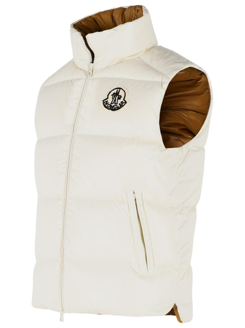 Moncler 'Belice' Padded Vest In Ivory White Polyamide