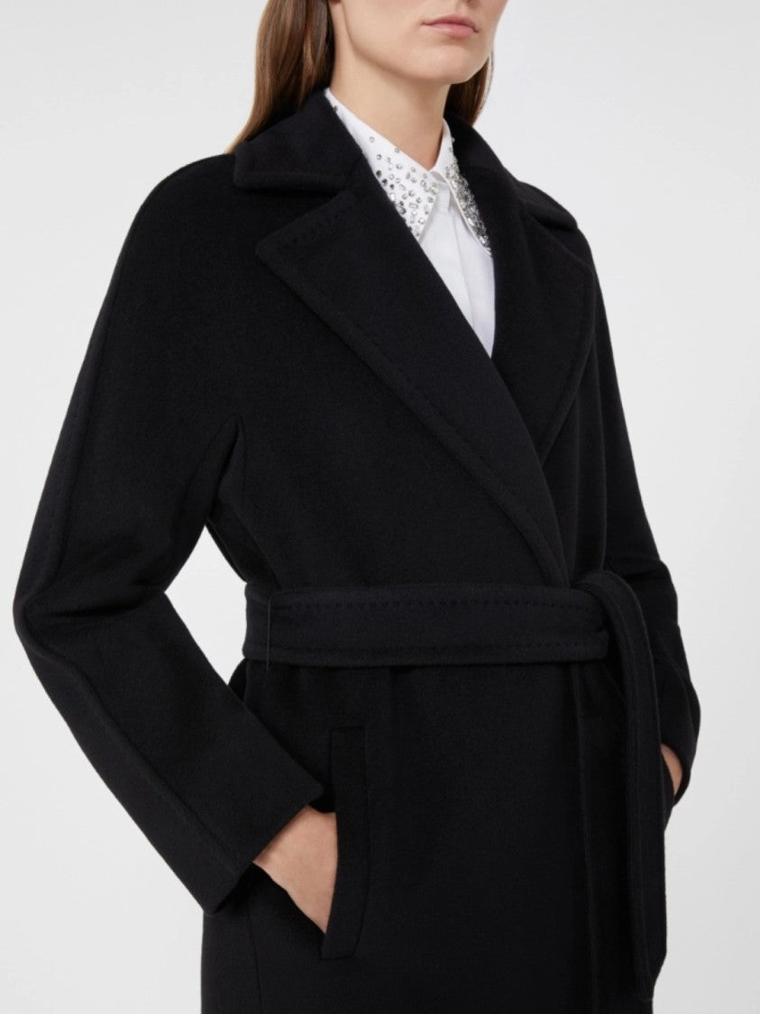 Max Mara Classic Tailored Black Virgin Wool Coat