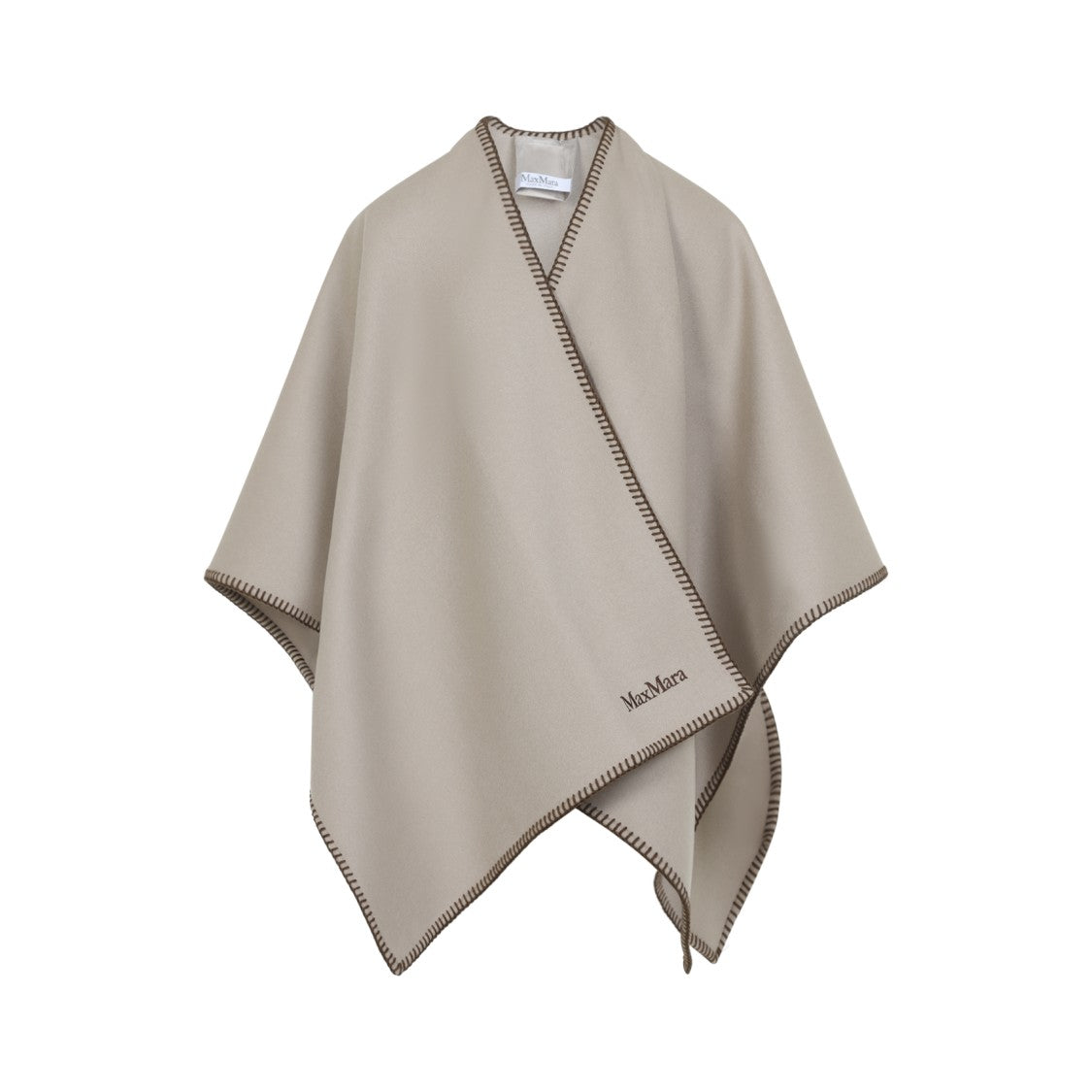 Max Mara Beige Wool Coat With Wrap-Style Front