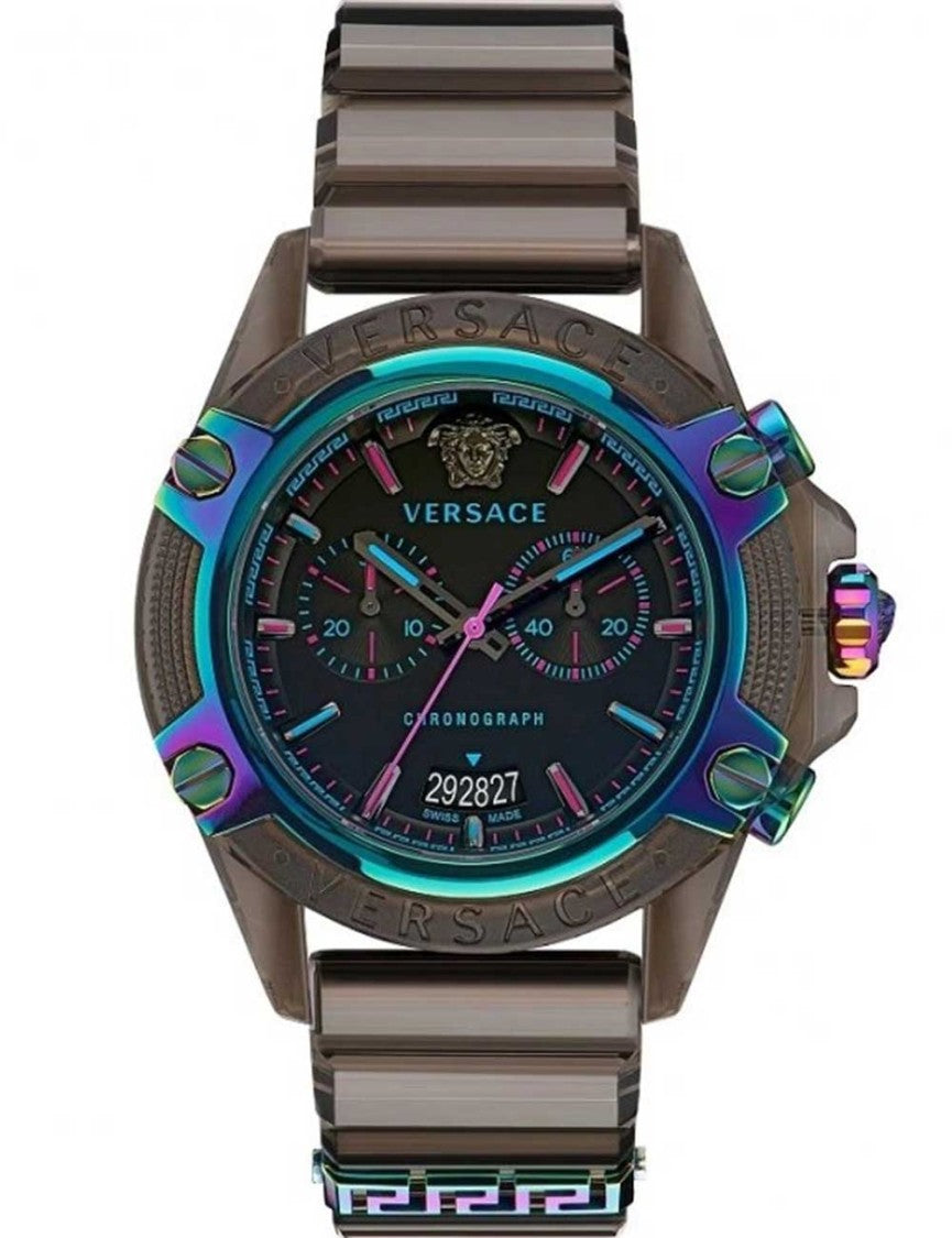 Versace Greca Logo 38Mm Women's Analog Watch With Blue Leather Strap