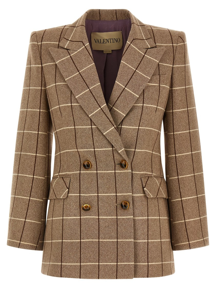 Valentino Garavani Structured Double-Breasted Wool Blazer With Peak Lapels