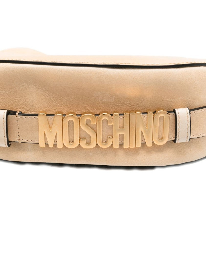 Moschino Crescent Shaped Structured Gold Accent Bag