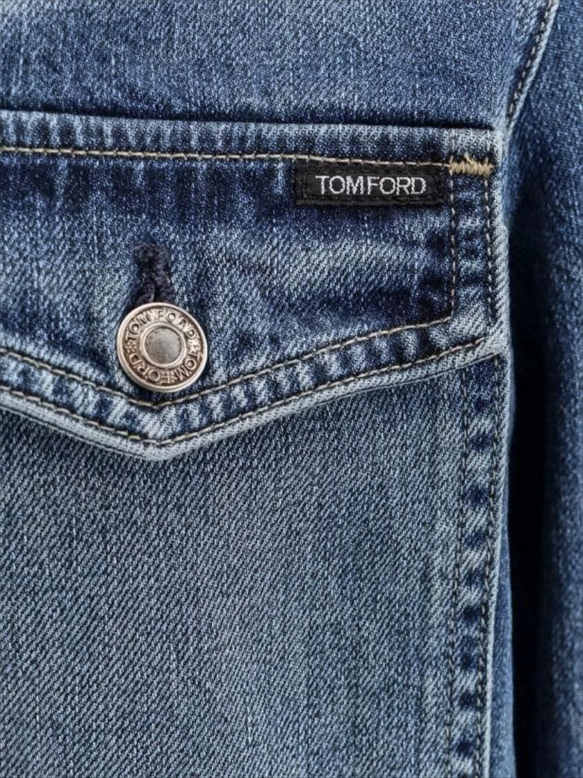 Tom Ford Classic Medium Blue Denim Jacket With Flap Pockets