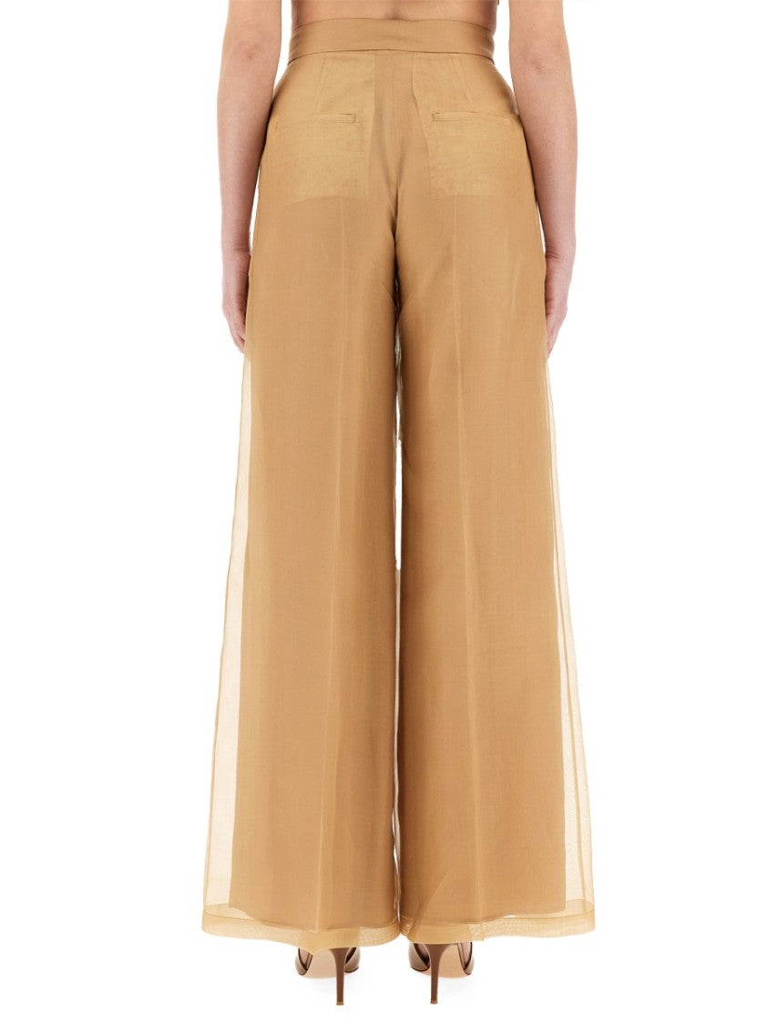 Max Mara Silk Wide-Leg Pants With High Waist And Pleated Design