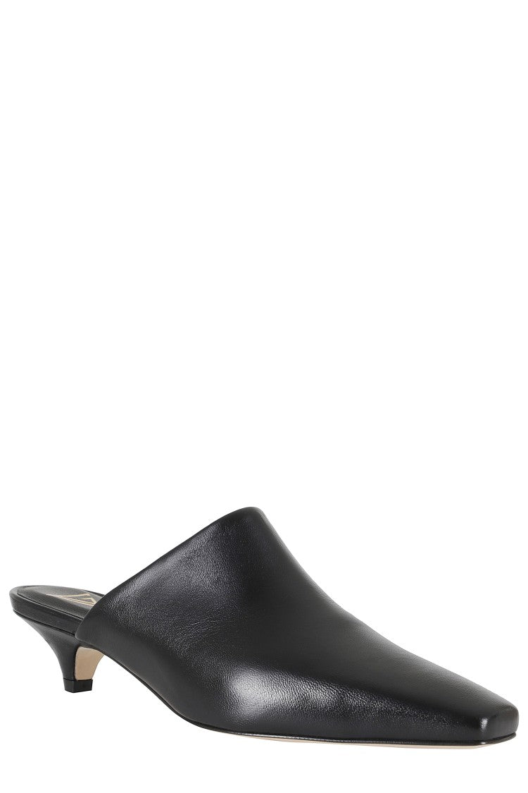 Giampaolo Viozzi Black Pointed-Toe Kitten Heel Nappa Leather Mules