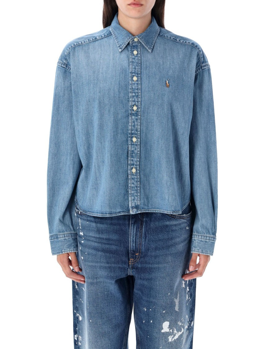 Polo Ralph Lauren Cropped Boxy Chambray Denim Shirt