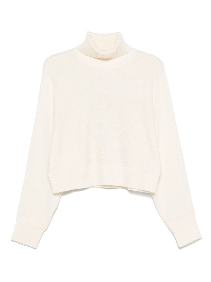 Michael Kors Cropped Beige Sweater With High Turtleneck