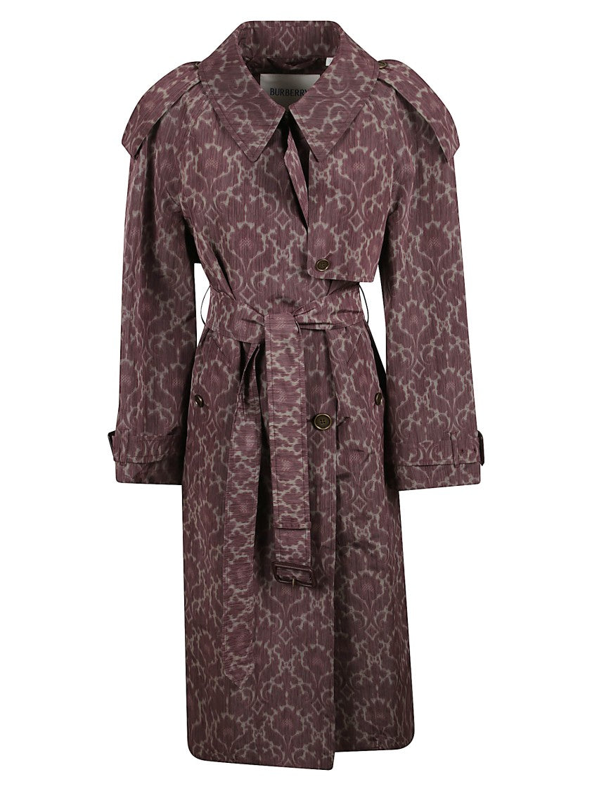 Burberry Textured Double-Breasted Short Coat With B-Buckle Belt