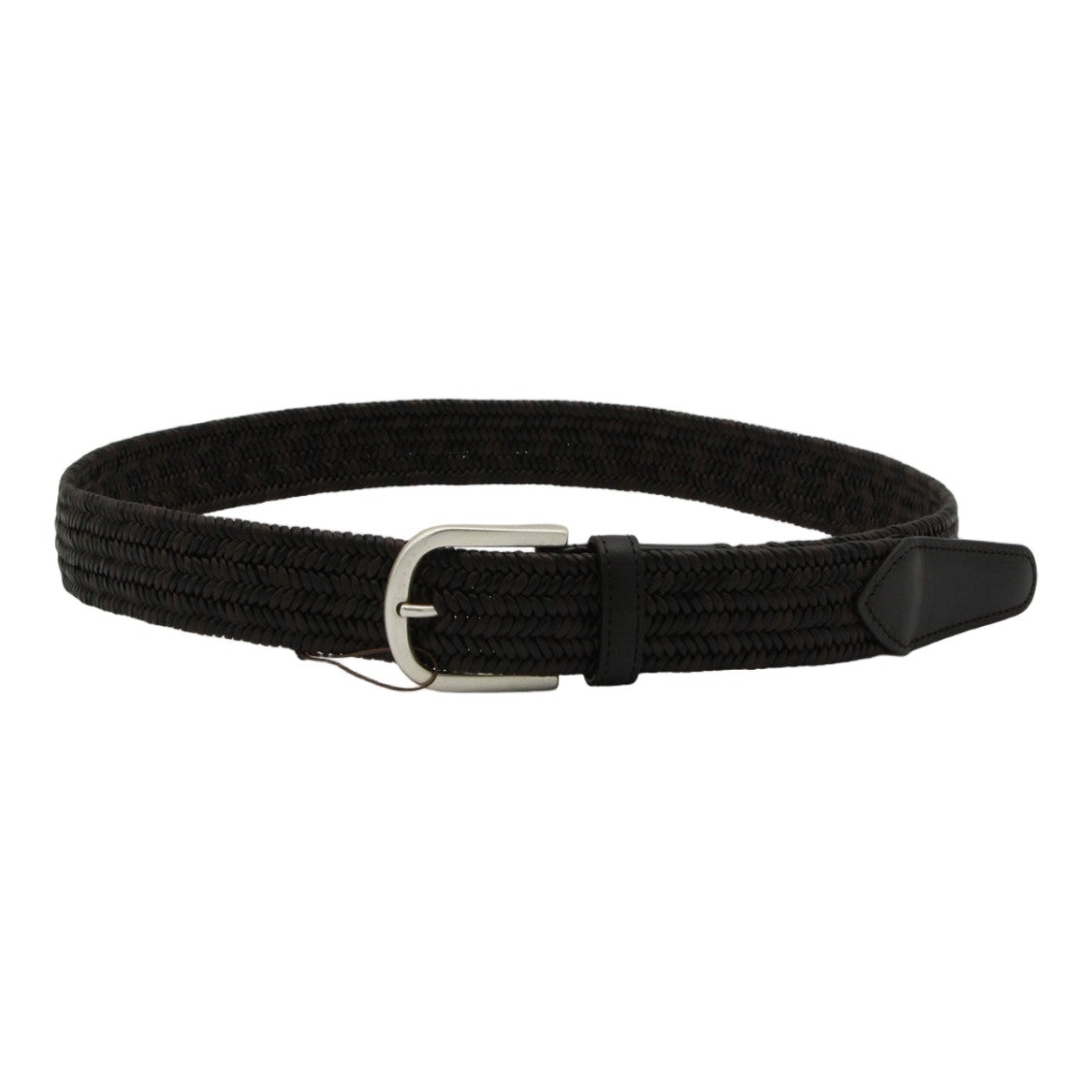 Canali Braided Textured Belt With Silver-Toned Buckle