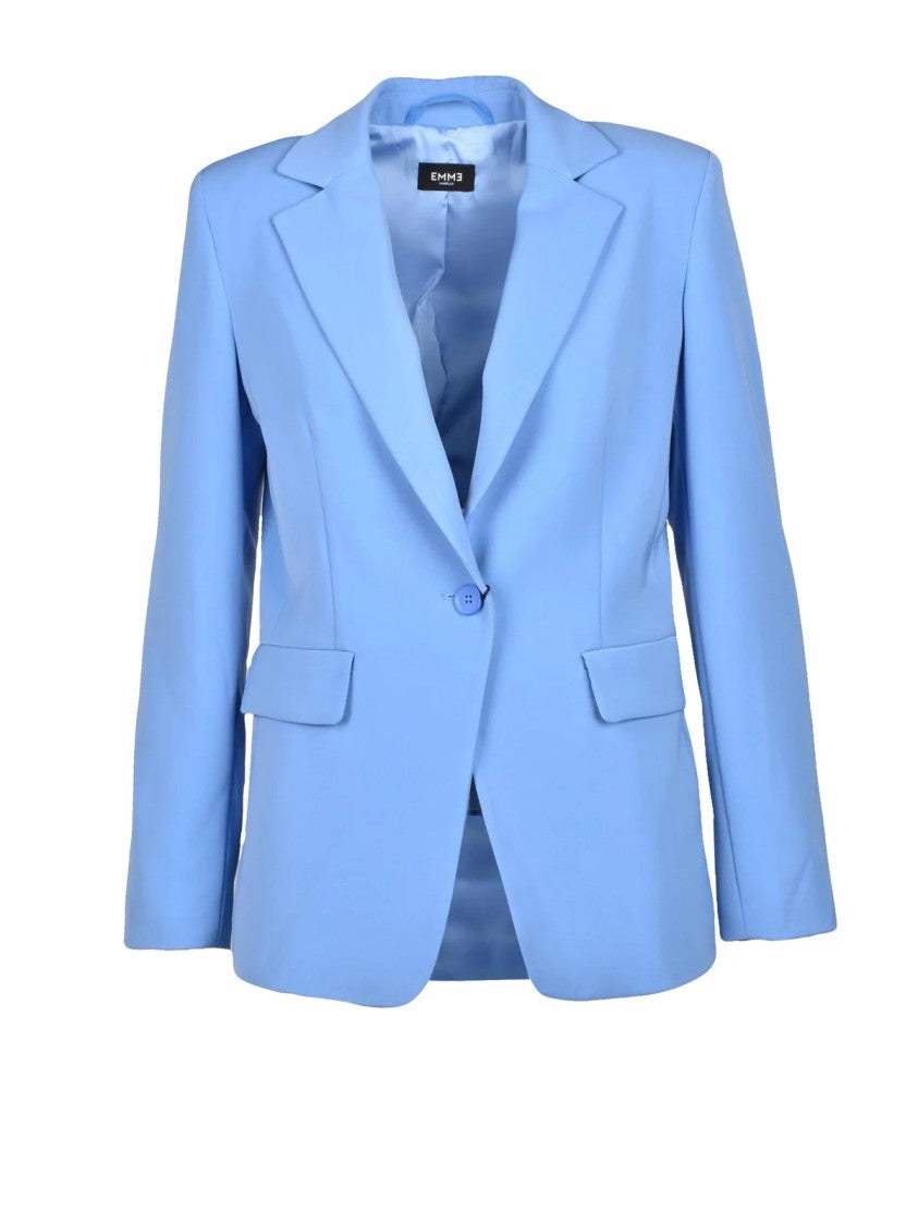 Emme By Marella Light Blue Tailored Cotton-Blend Jacket