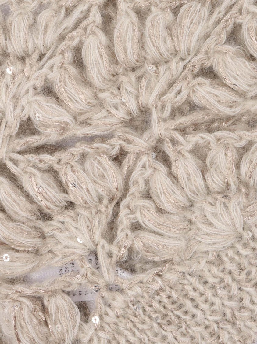 Antonelli Intricate Openwork Sleeveless Knitted Top