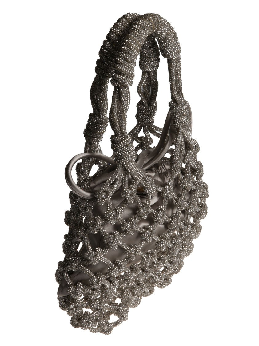 Pinko Mini Netted Crystal Embellished Polyester Handbag