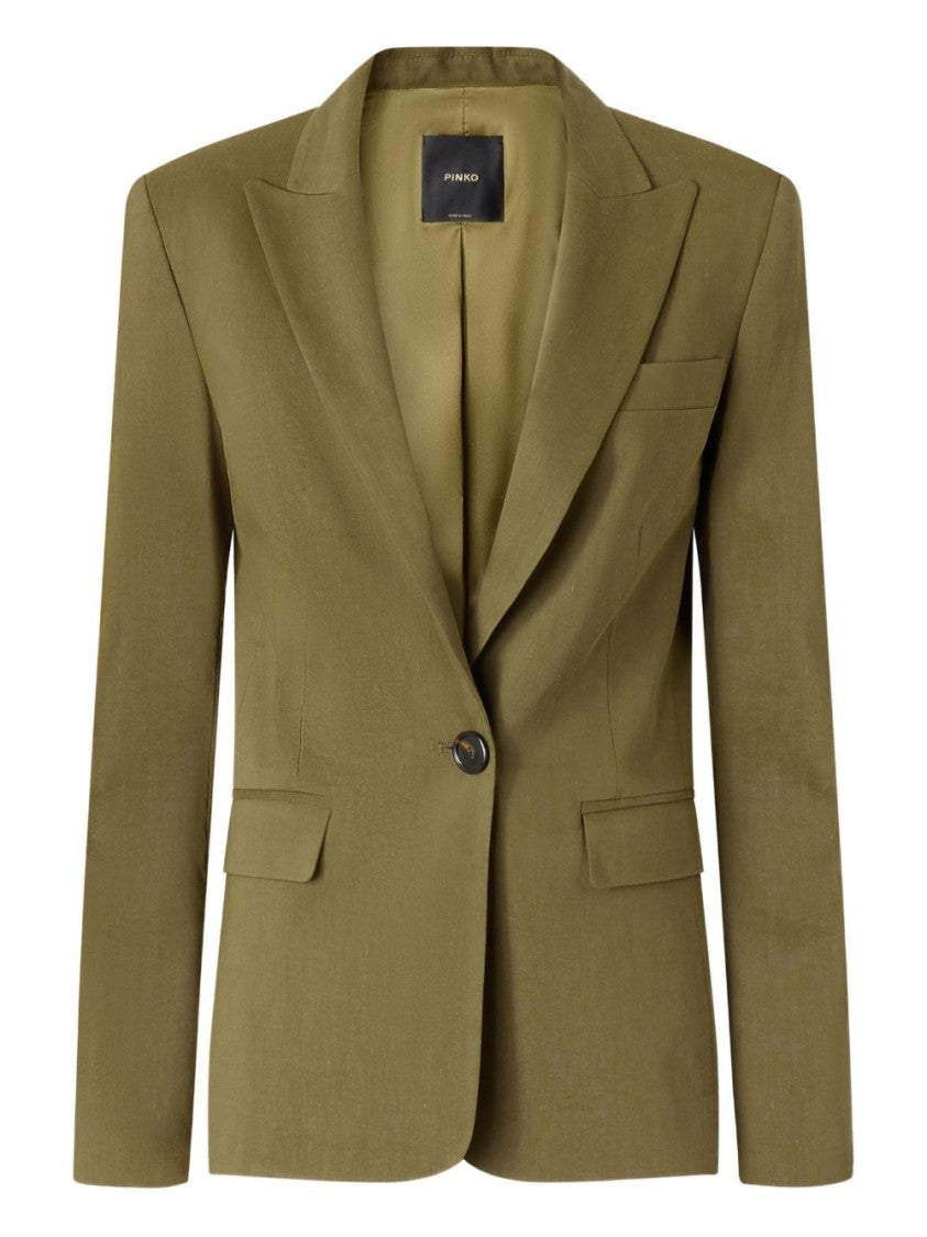 Pinko Olive Green Tailored Jacket With Notched Lapels