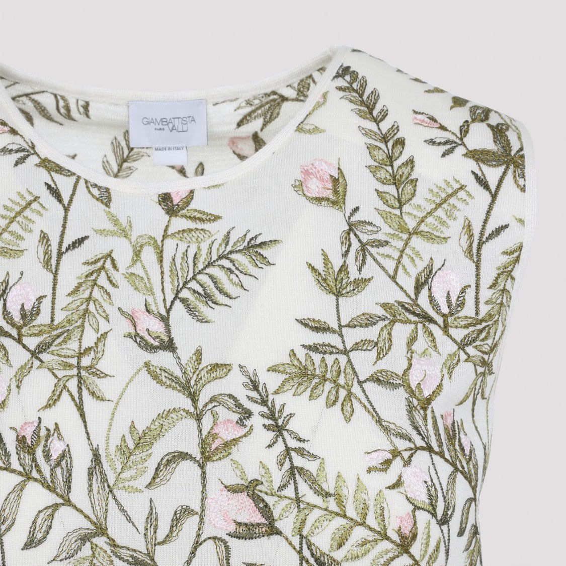 Giambattista Valli Floral Embroidered Cashmere-Silk Top