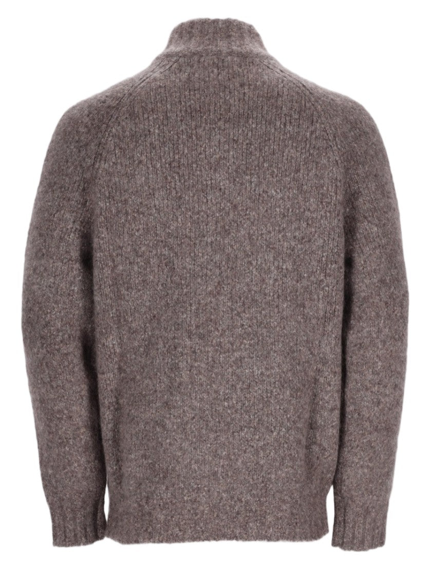 Brunello Cucinelli Textured Cashmere And Silk Cardigan With High Collar