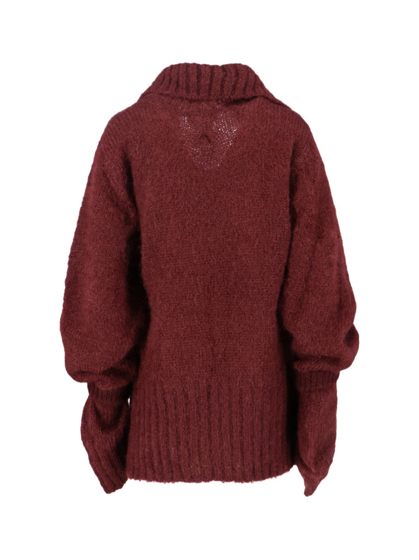 Dries Van Noten Oversized Mohair-Blend Cardigan – Bordeaux