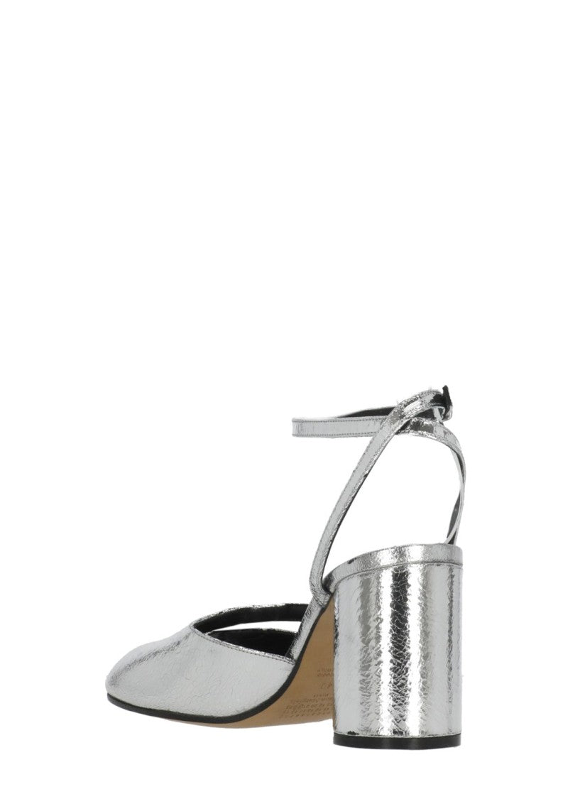 Maison Margiela Silver Tabi Ankle Strap Pumps