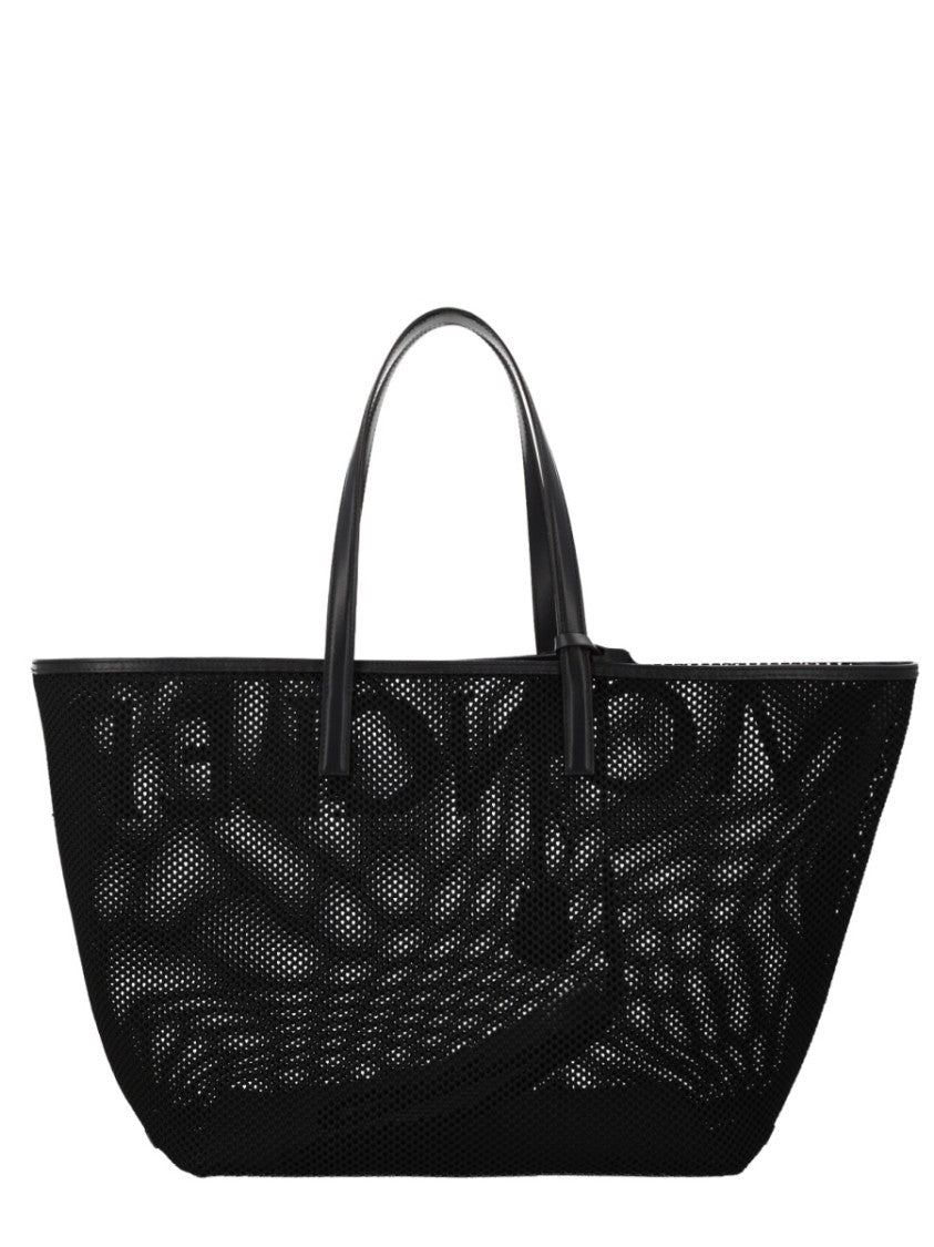 Moncler Spacious Black Polyamide Tote Bag With Bold Lettering
