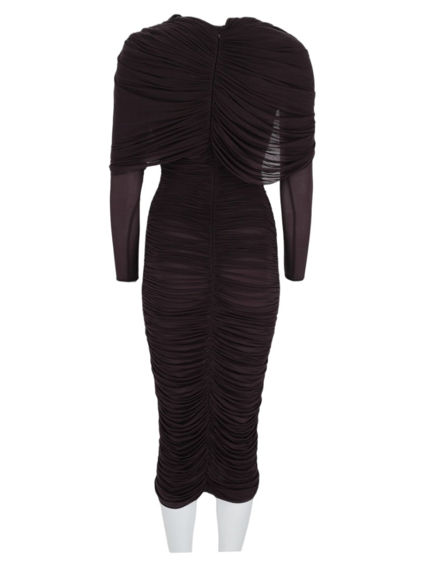 Magda Butrym Bordeaux Asymmetrical Cupro-Blend Midi Dress