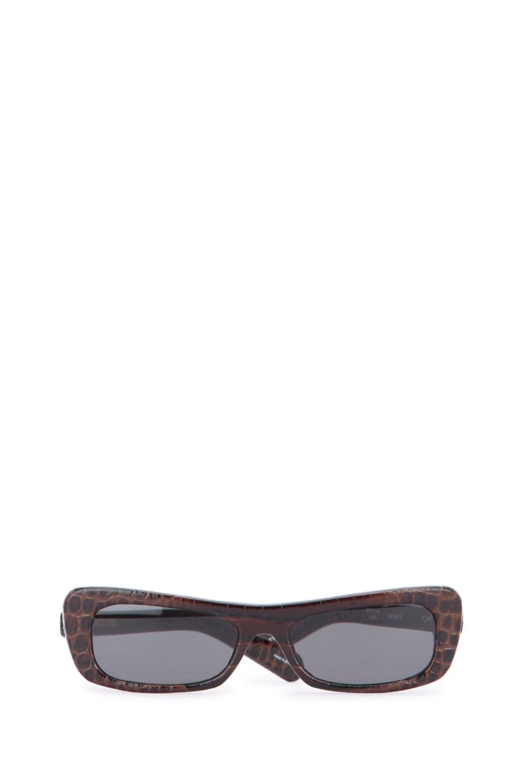 Jacquemus Slim Rectangular Calf Leather Sunglasses