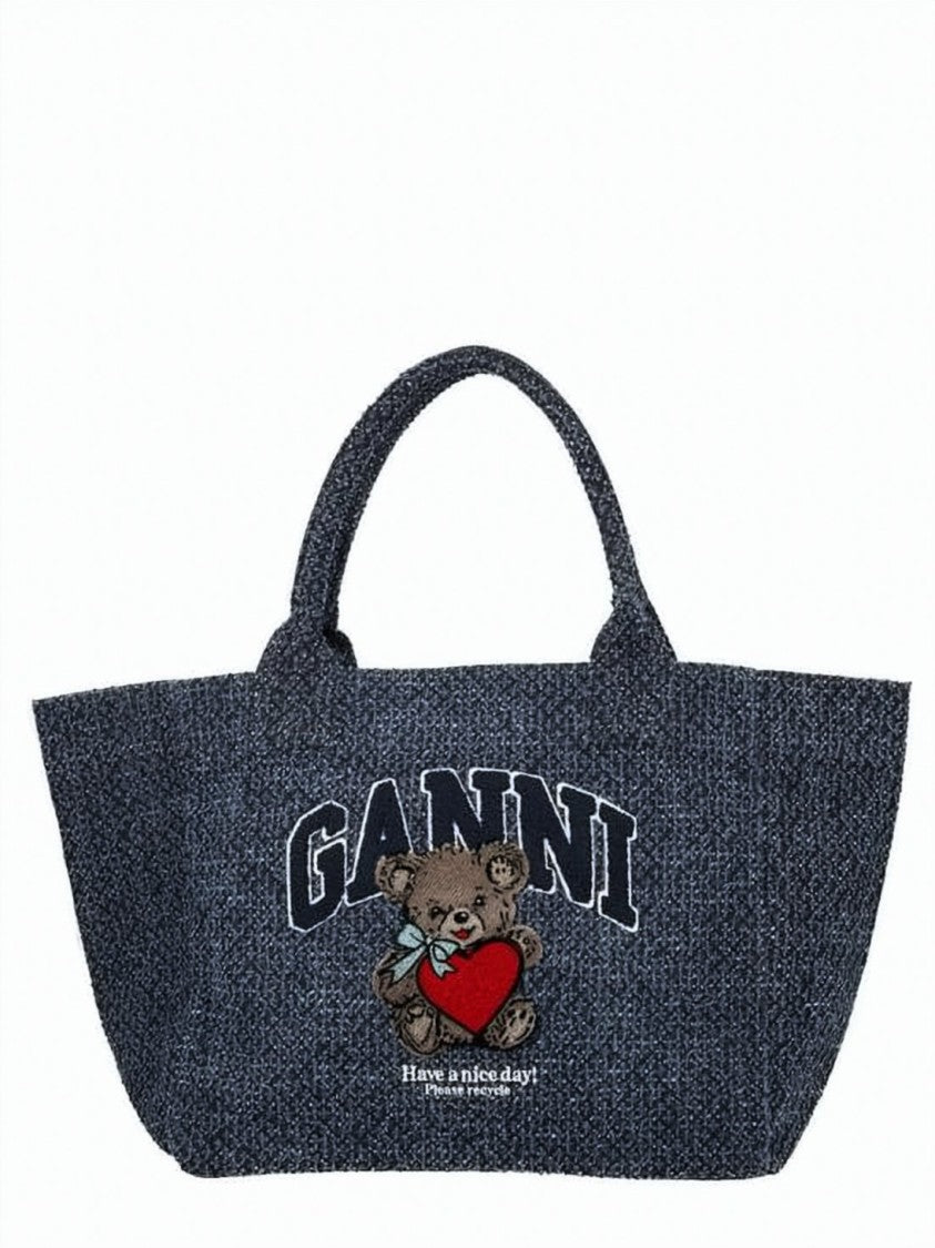 Ganni Textured Fabric Shoulder Bag