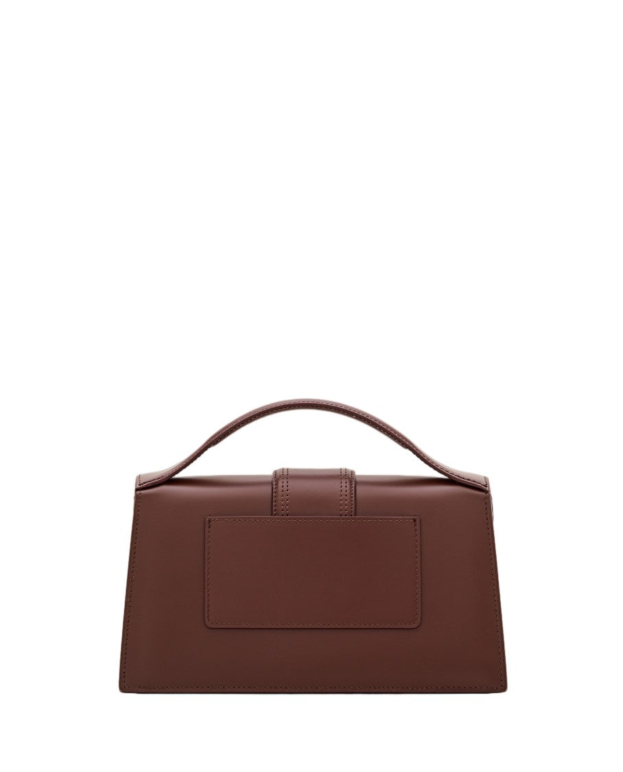 Jacquemus Structured Brown Leather Shoulder Bag With Engraved Clasp