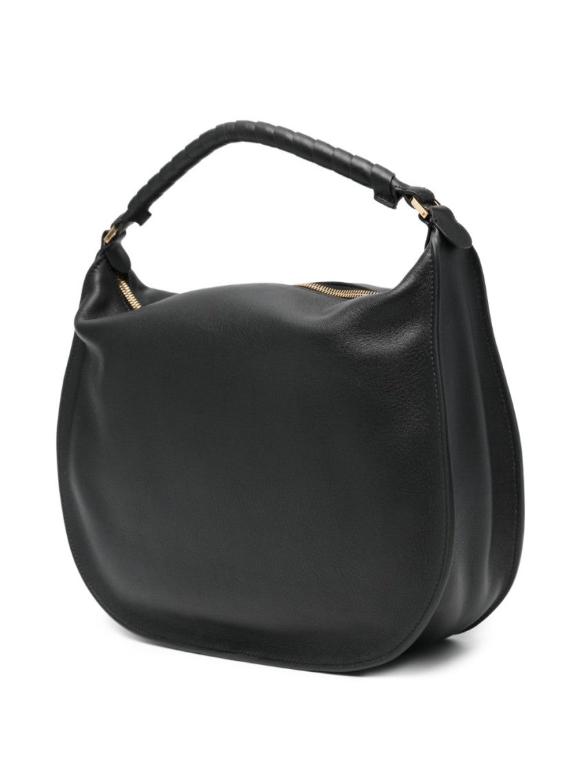 Chloé Black Crescent-Shaped Gold Accents Shoulder Bag