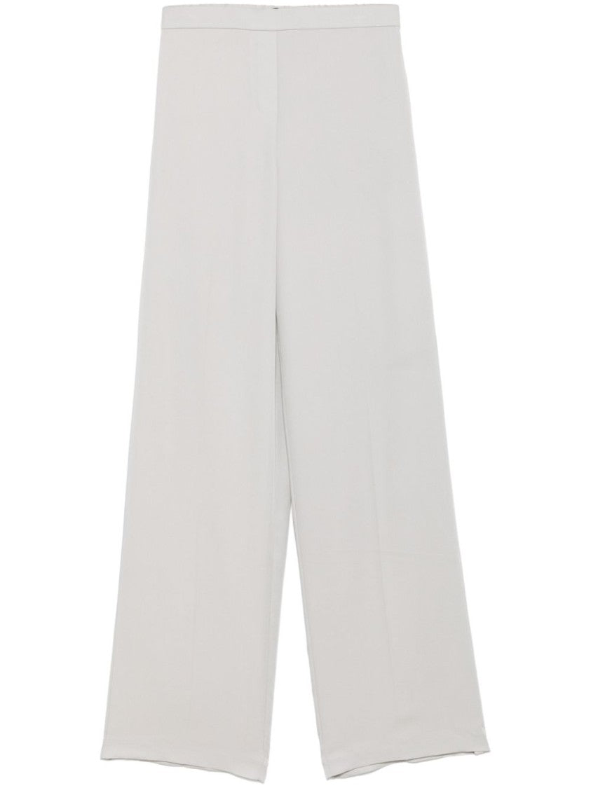 Theory Wide-Leg Trousers In Light Grey Silk