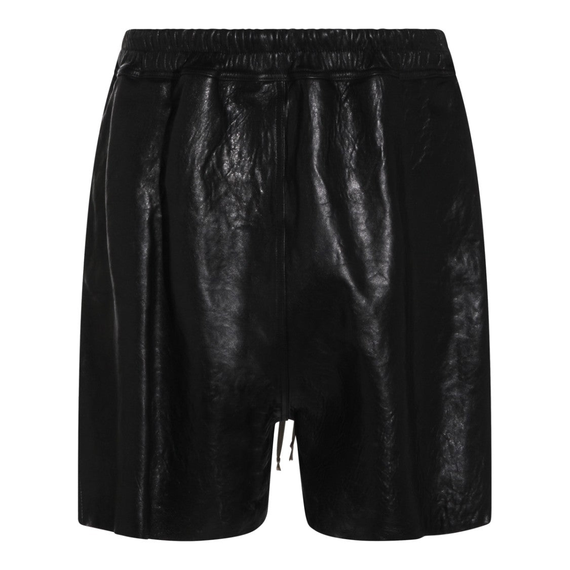 Rick Owens Black Leather Shorts