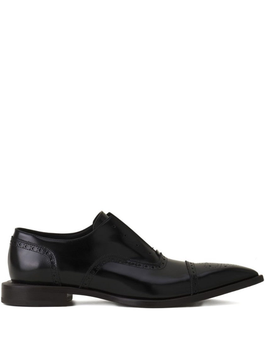 Lanvin Black Minimalist All-Leather Flat Shoes