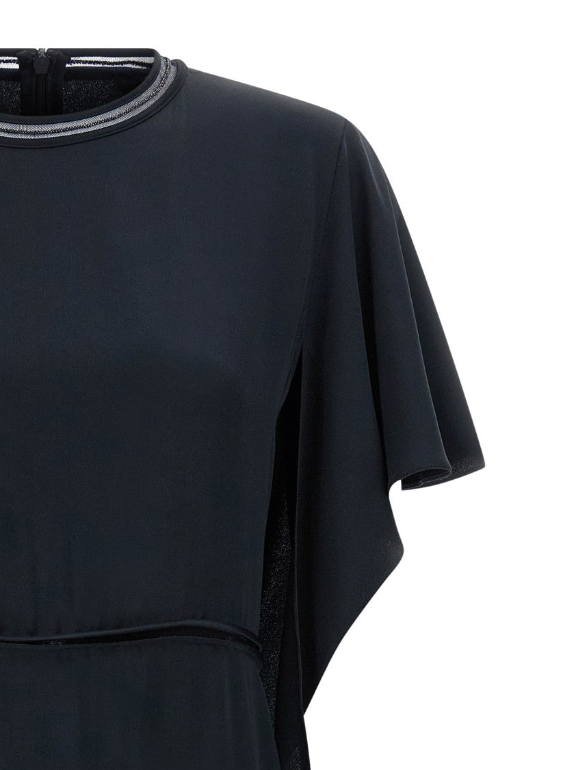 Fabiana Filippi Silk-Effect Midi Dress With Ruffle Sleeves And Cut-Out Details