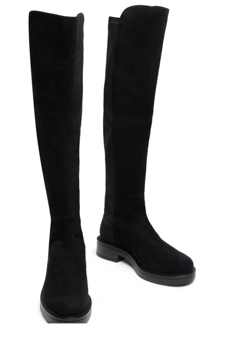Stuart Weitzman Suede Over-The-Knee Boots With Rounded Toe And Low Block Heel