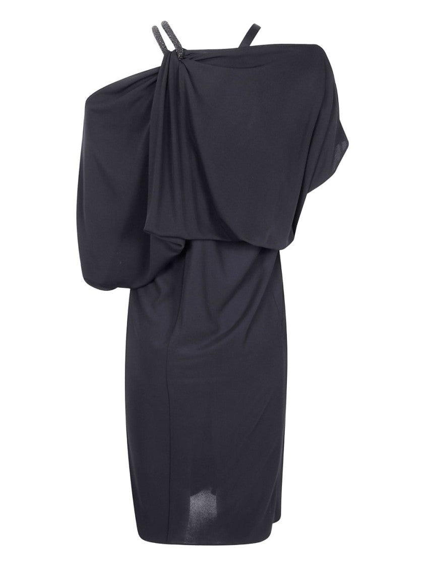 Tom Ford One-Shoulder Draped Evening Dress With Crystal Straps