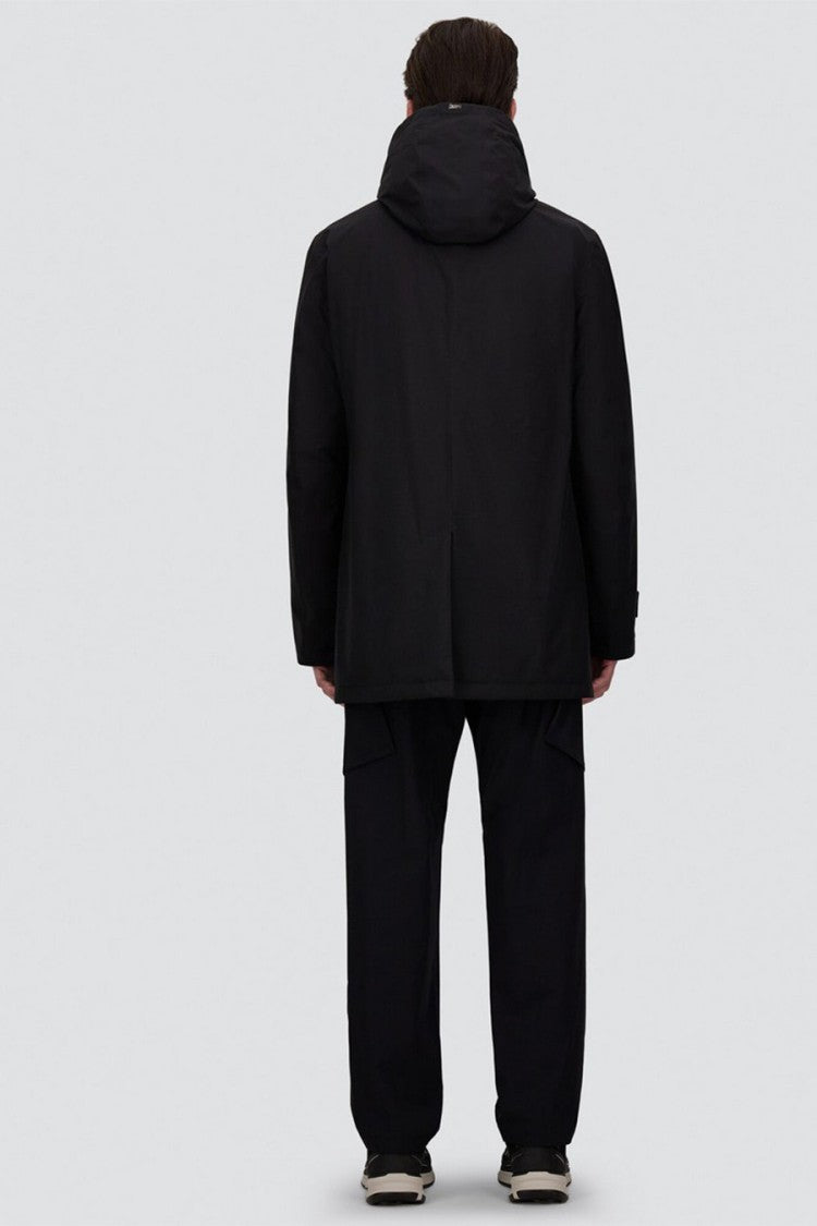 Herno Black Polyester Hooded Parka Jacket