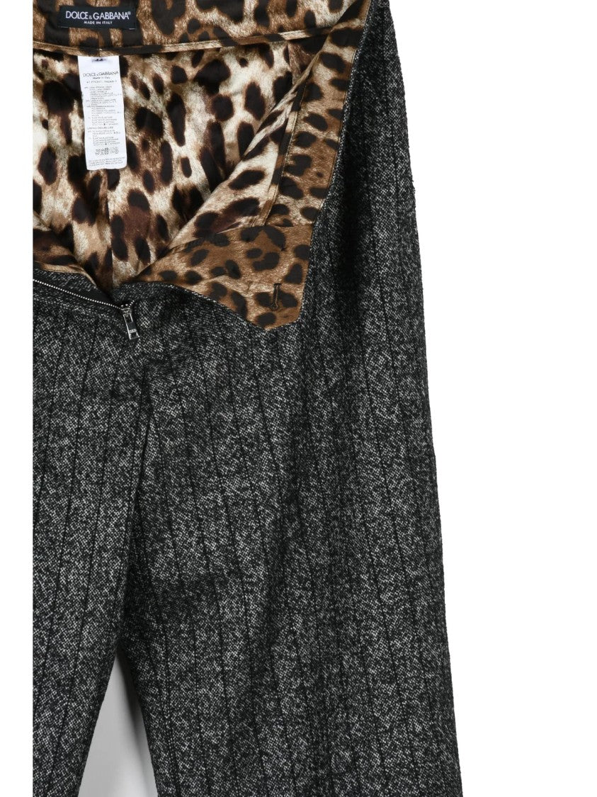 Dolce & Gabbana Black Wide-Leg Virgin Wool-Blend Pants