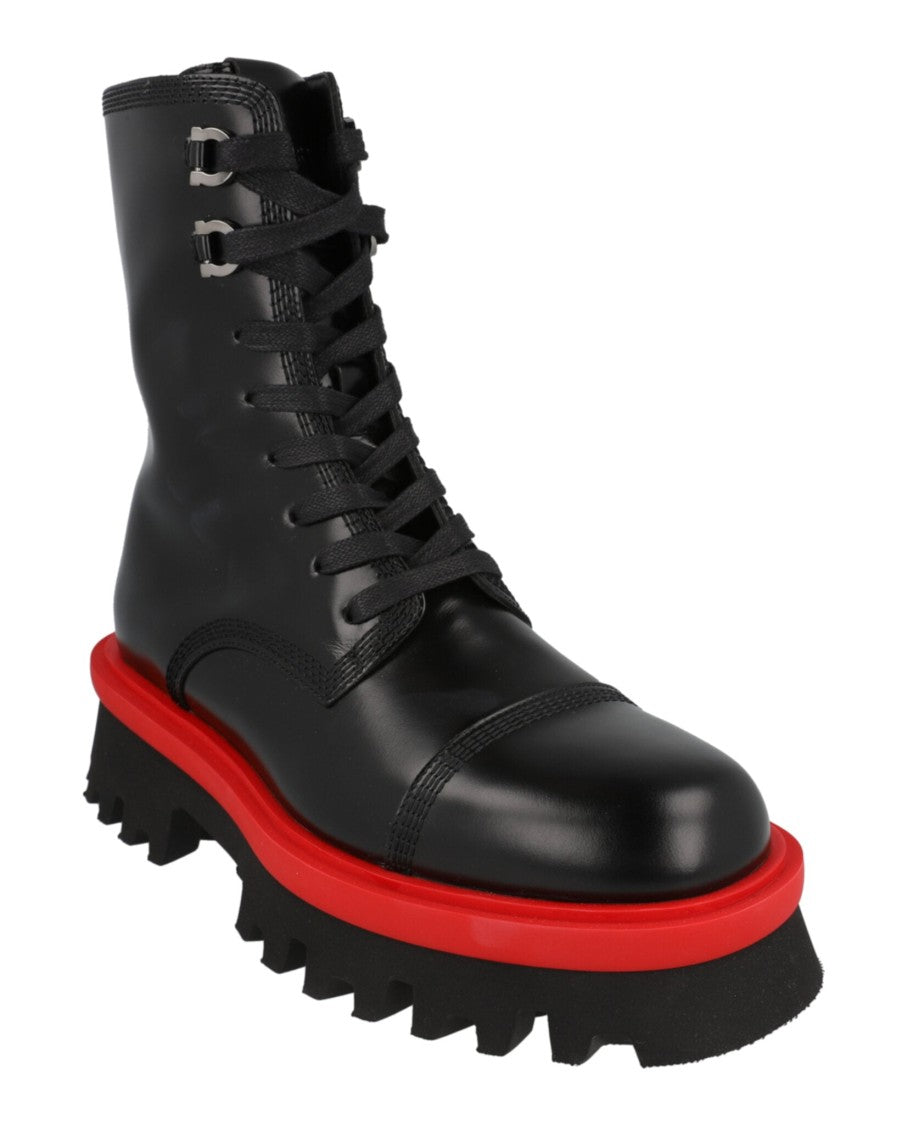 Ferragamo Kira Leather Combat Boots