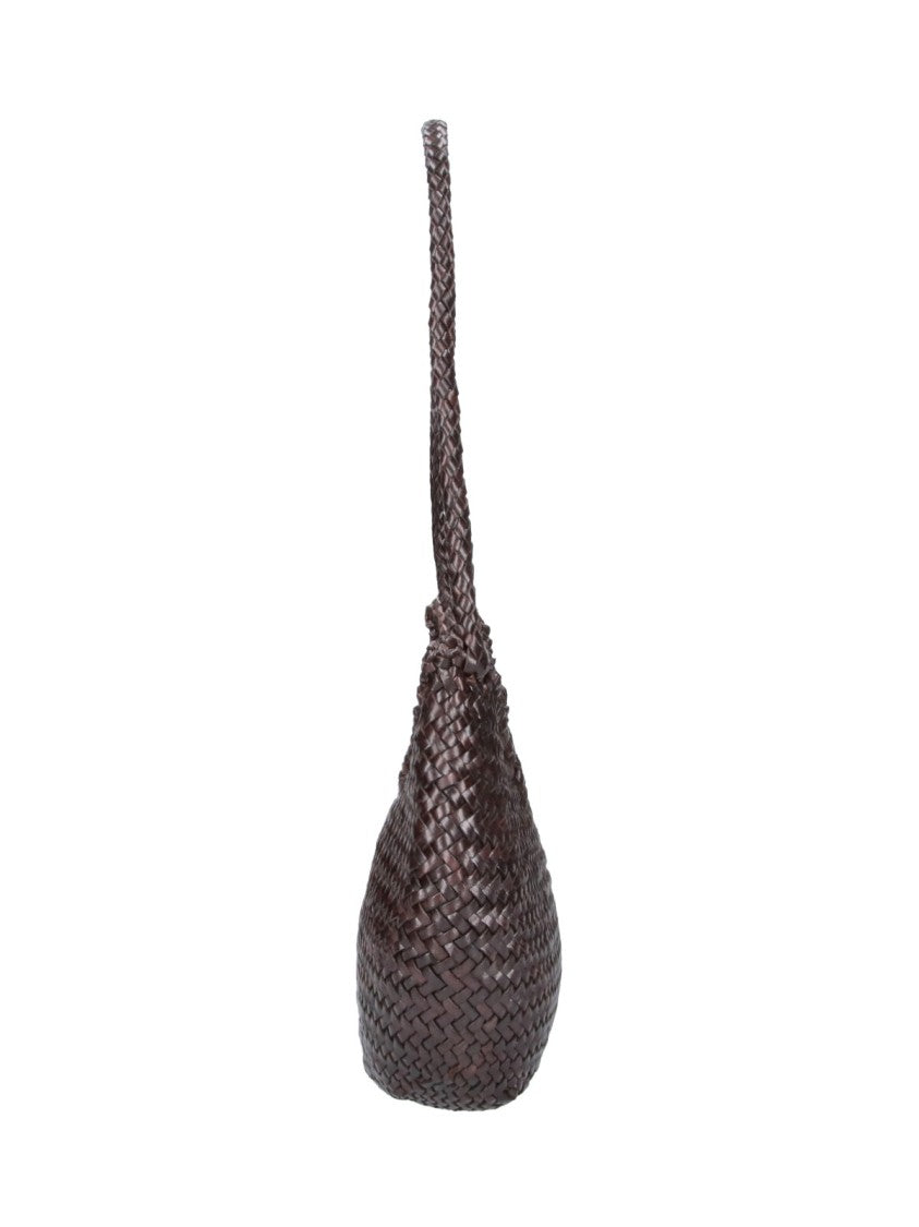 Dragon Diffusion Brown Nova Luna Woven Leather Shoulder Bag