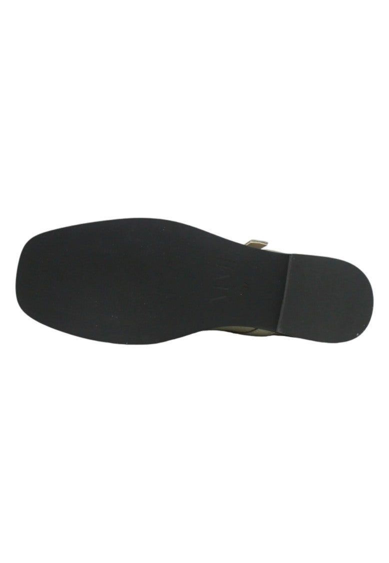 Max Mara Gray Green Bovine Leather Flat Shoes