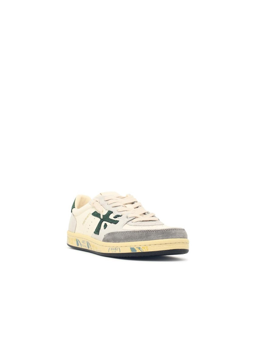 Premiata White Bskt Clay Leather Sneakers