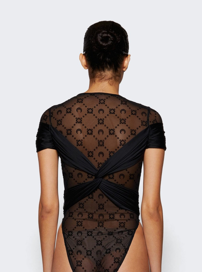 Marine Serre Draped Jersey Bodysuit Black