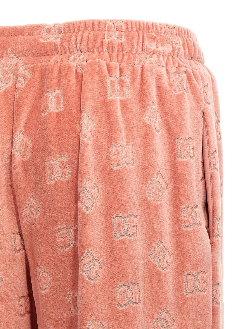 Dolce & Gabbana Chenille Joggers With All-Over Dg Logo Jacquard