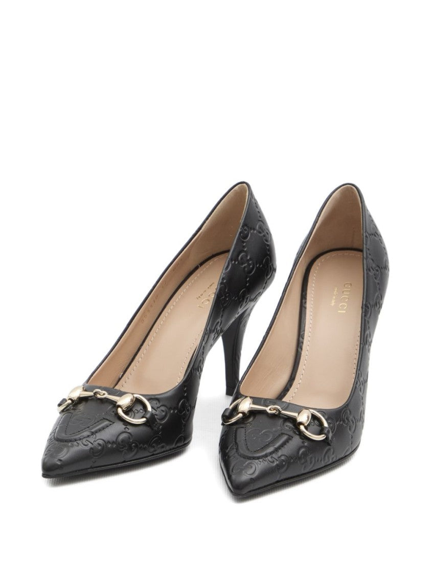 Gucci Pointed-Toe Pumps With Embossed Leather