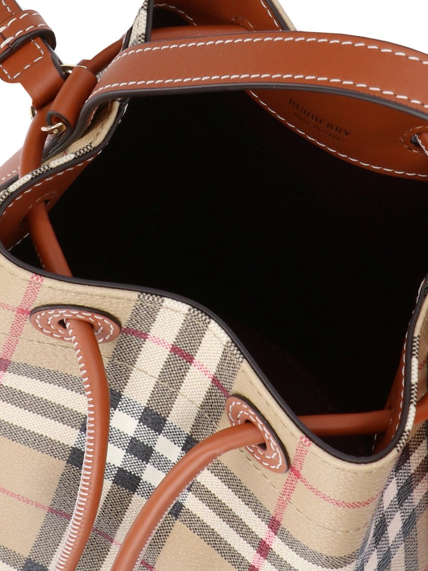 Burberry "Tb" Mini Bucket Bag, In Beige Fabric
