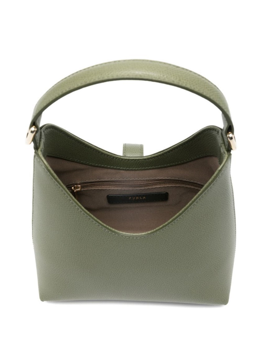 Furla Textured Leather Handbag With Gold-Tone Clasp