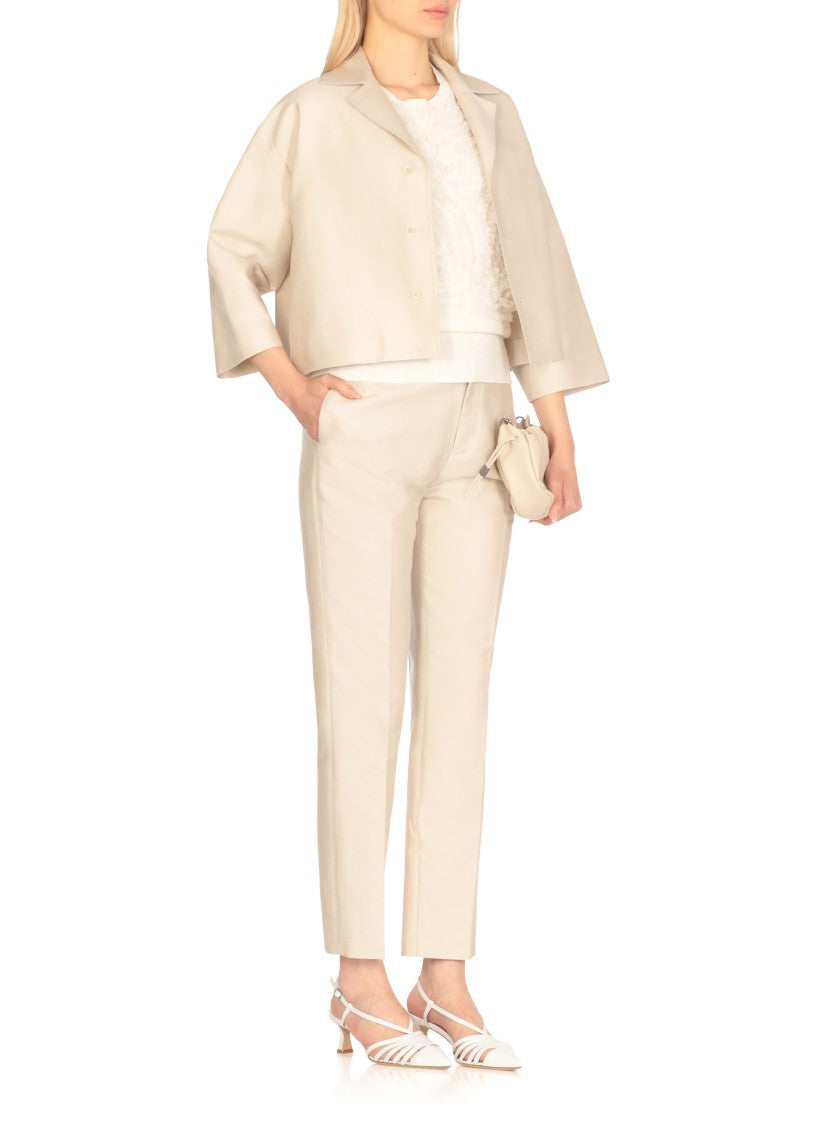 Fabiana Filippi White Sweater With Tulle Details