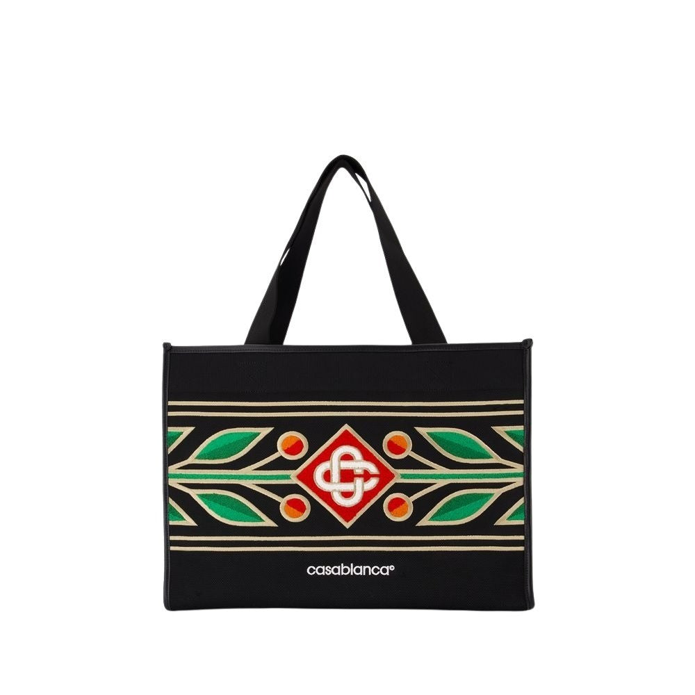Casablanca Embroidered Knit Shopper Bag - Knit - Black