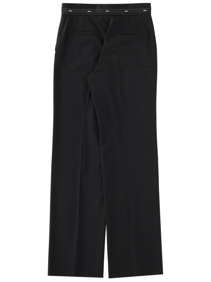 Msgm Black Wool-Blend Cool Straight-Leg Pants