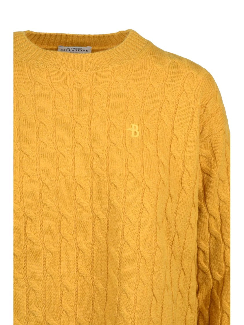 Ballantyne Intricate Knit Crew Neck Sweater In Pure Wool