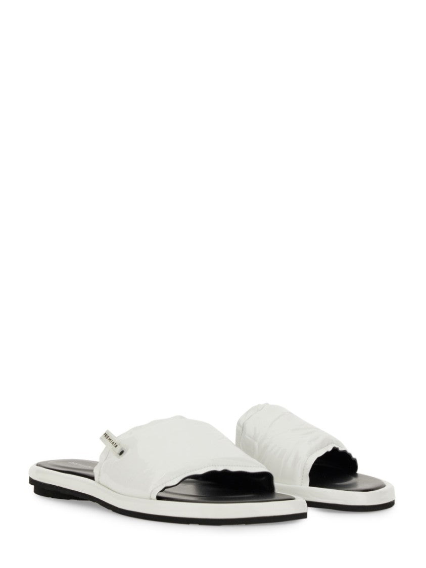 Premiata White Slide Sandal With Lamb Leather Upper