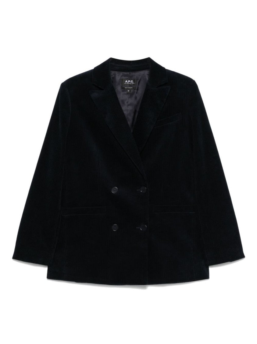 A.P.C. Midnight Blue Cotton Blazer With Double-Breasted Design